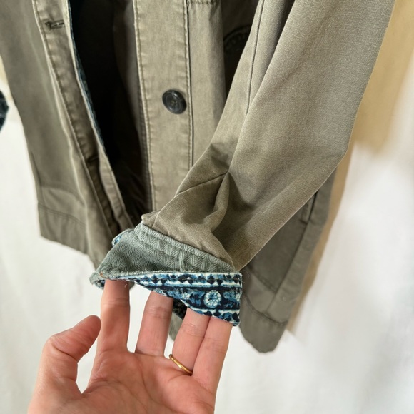NWOT Free People Patchwork Military Utility Jacket in Army Green with Paisley - Picture 6 of 6